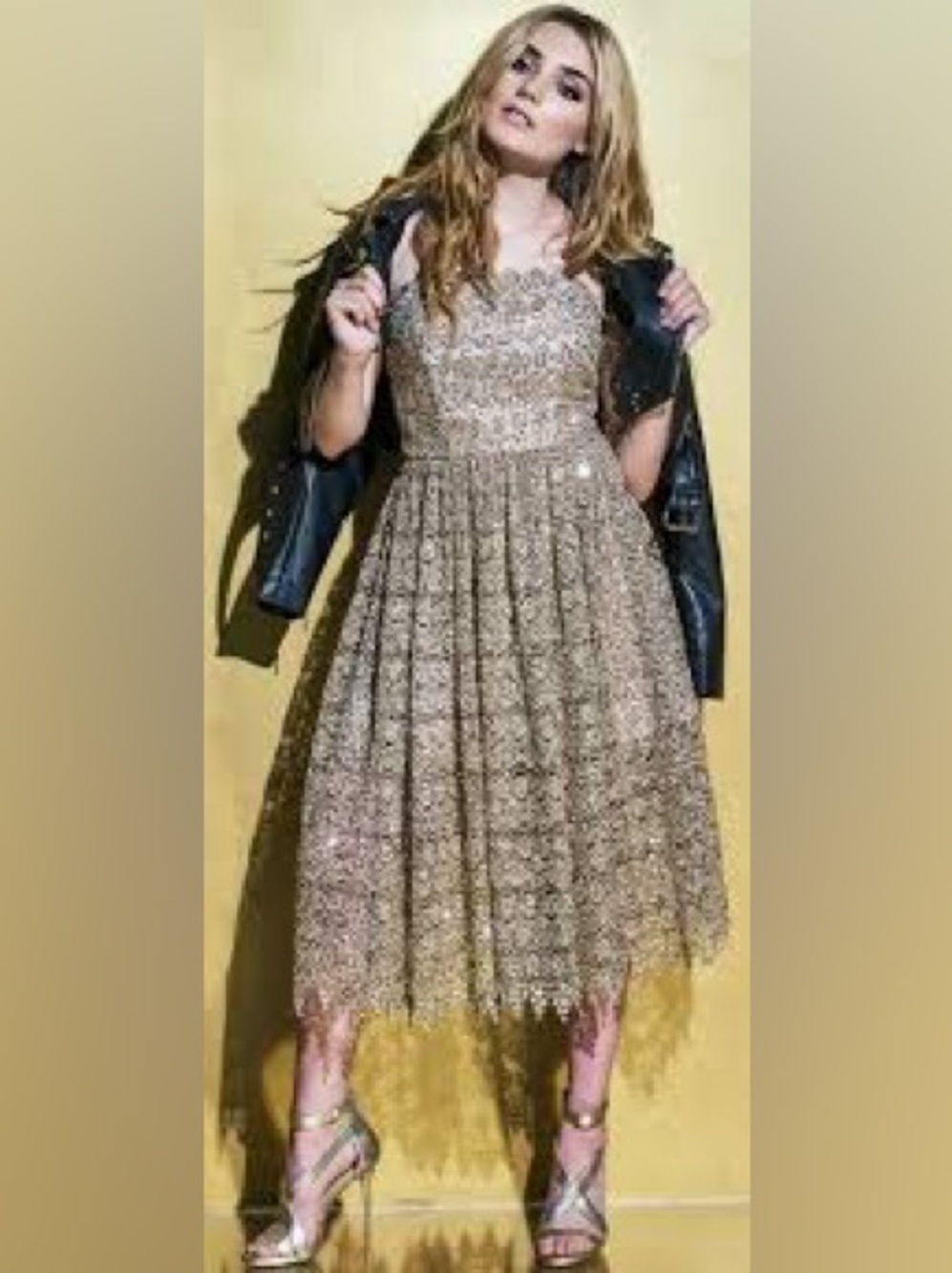 Alice + Olivia Gold Sequin Midi Dress